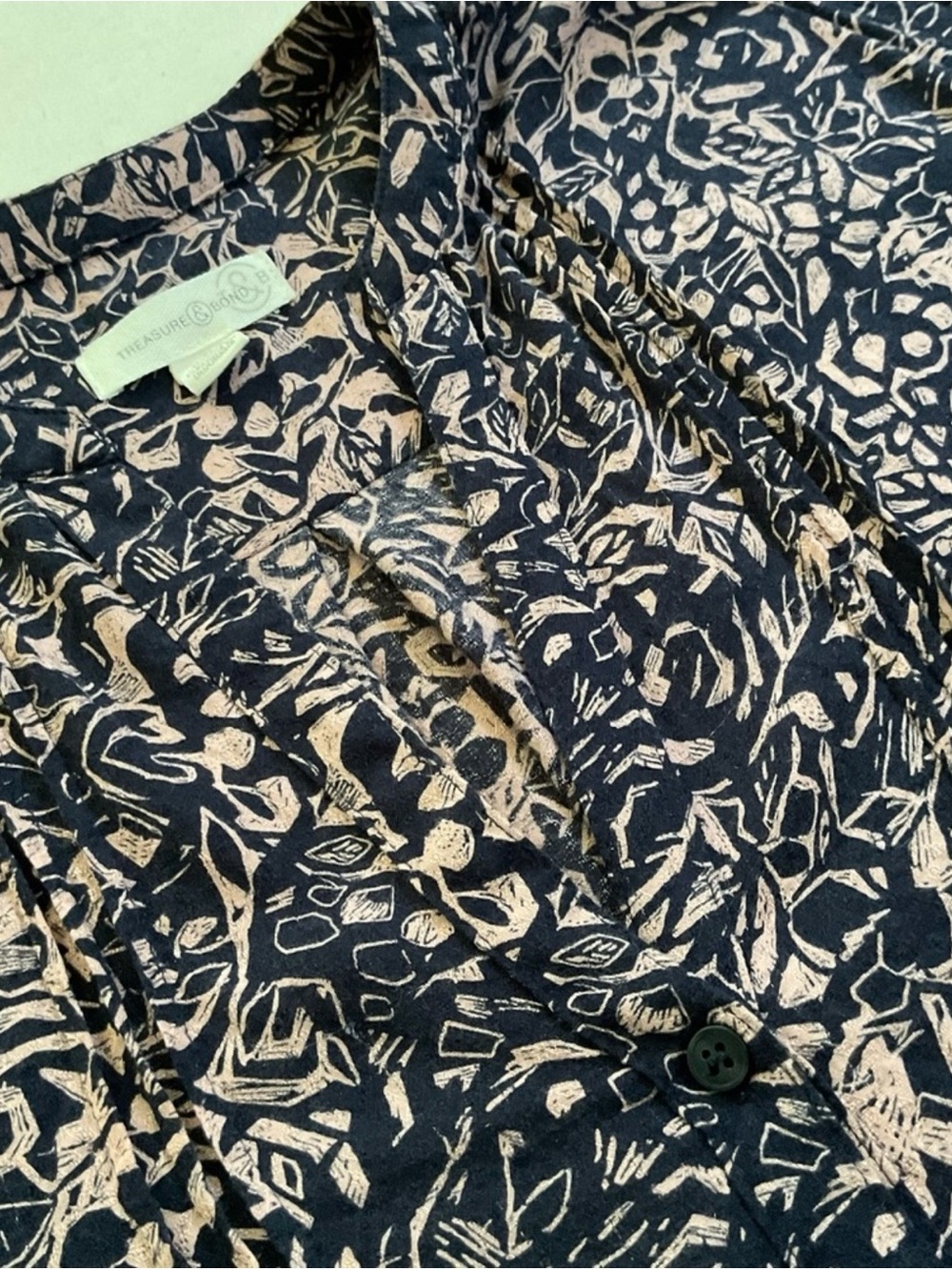 Treasure & Bond Floral Print Rayon Blouse Navy Blush Small - Picture 10 of 14